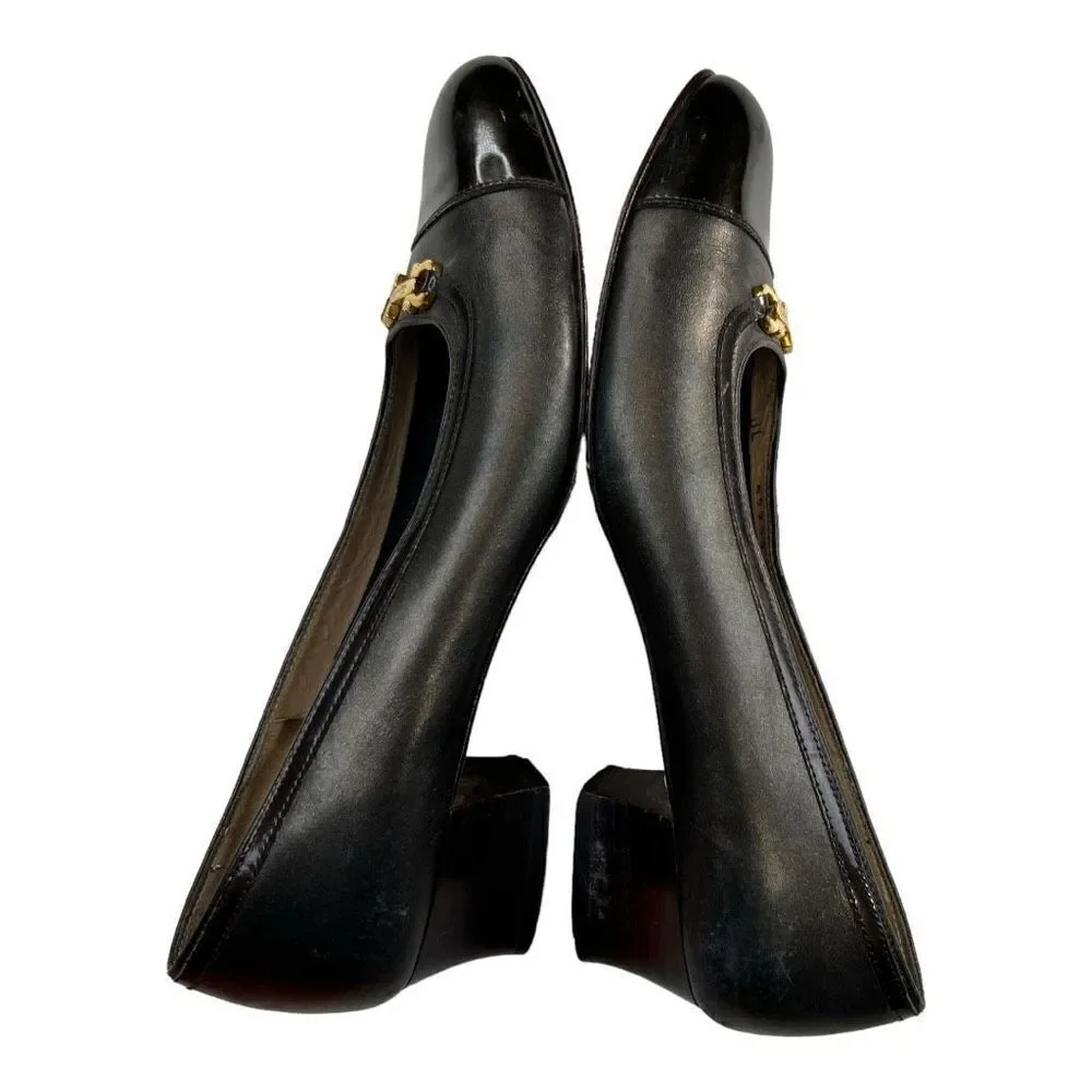 Salvatore Ferragamo Women's Cap Toe Horsebit Block Kitten Heels brown